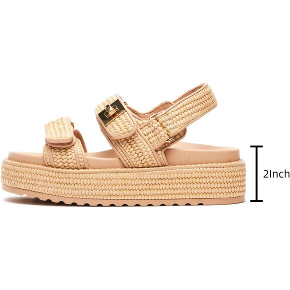 NWT SOVANYOU Women Raffia Sandals Woven Open Toe Straw Rattan Slingback-9.5 - Picture 2 of 6